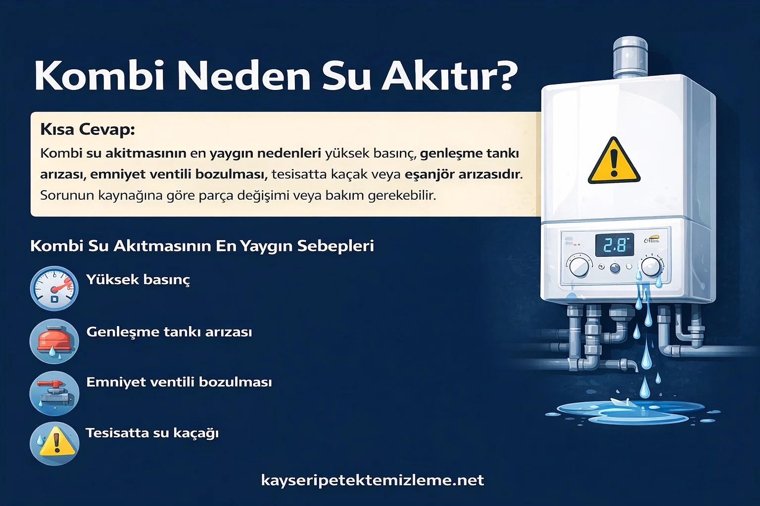 Kombi neden su akıtır, kombi altından su gelme nedenleri