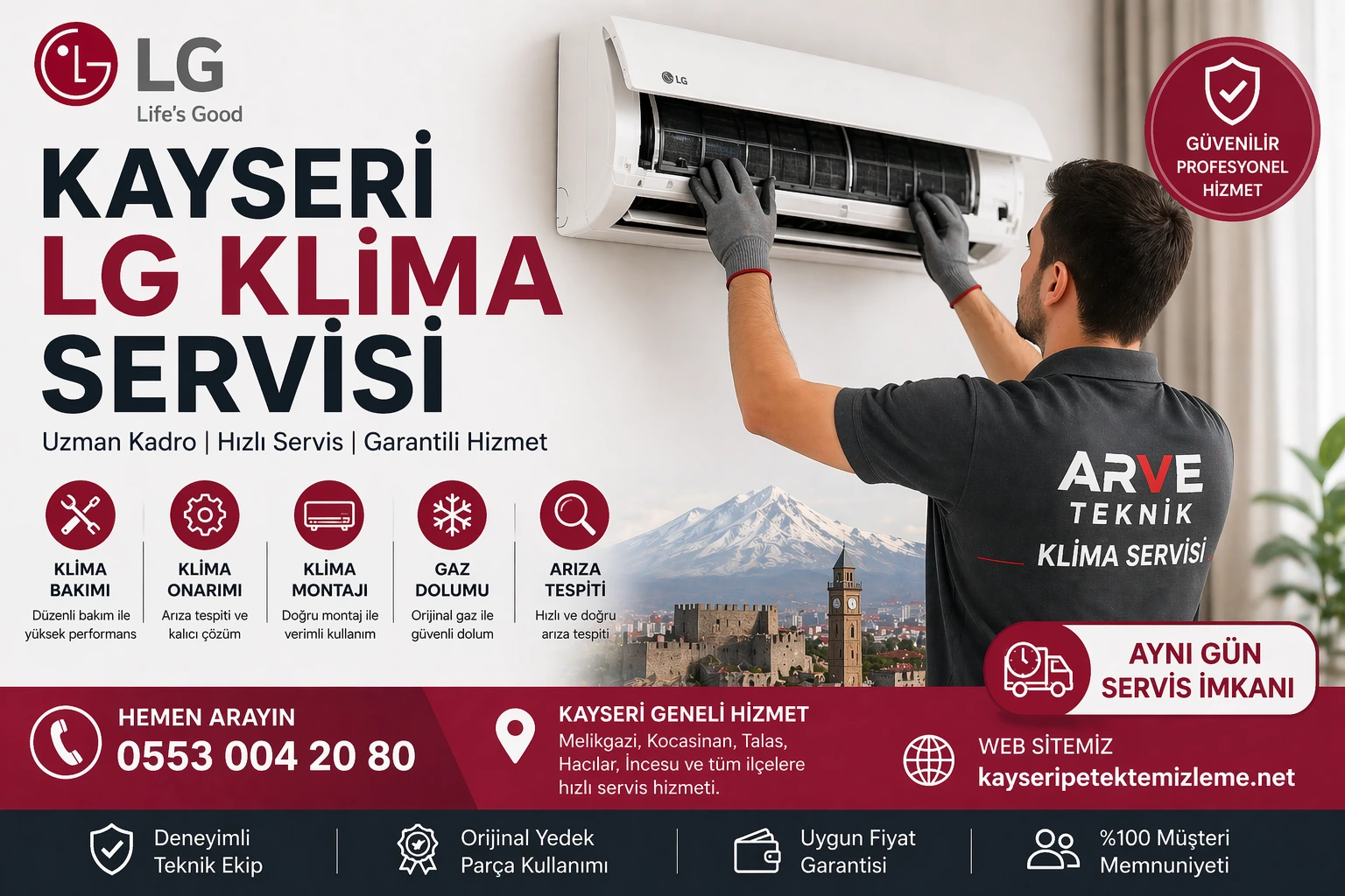 Kayseri LG klima servisi – Arve Teknik profesyonel bakım ve tamir hizmeti