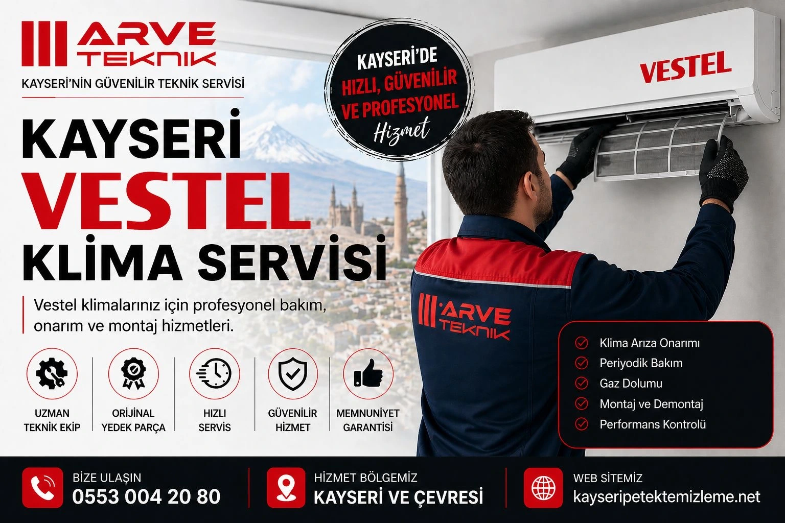 Kayseri vestel klima servisi bakım ve onarım hizmeti - Arve teknik